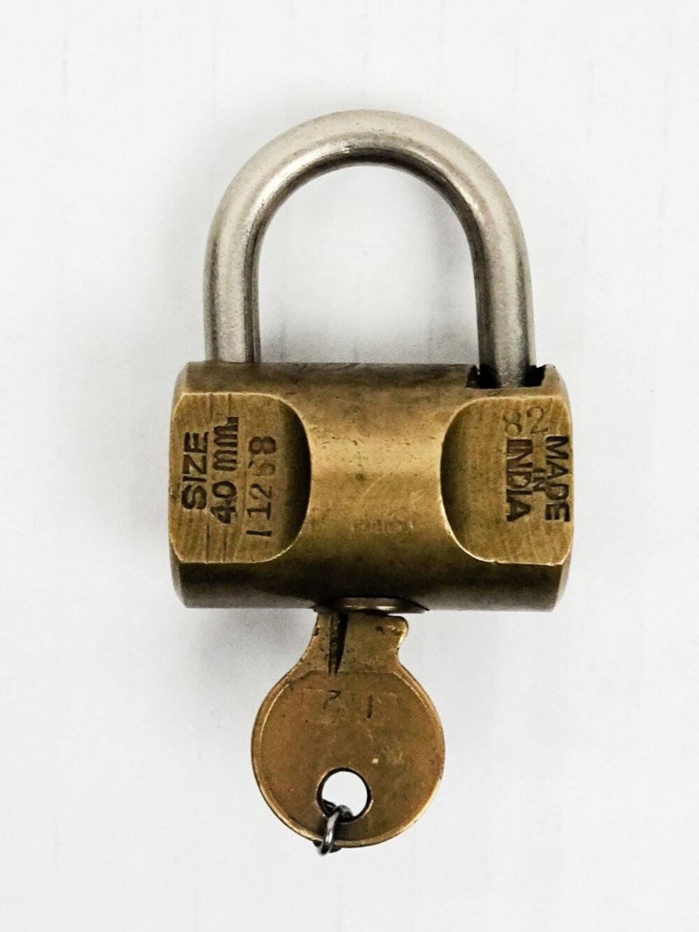 Tiger India Vintage Brass Padlock Lock w Key Hardened Shackle Size 40mm Security